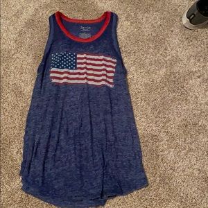 Blue American flag tank top.